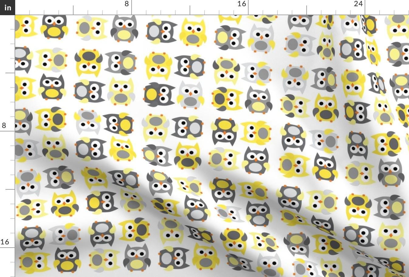 Gray + Yellow Owl Fabric - Little Owls In Gray And Yellow By Littlebdesigns - Owl Nursery Decor Cott