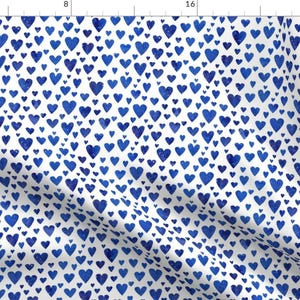 Hearts Blue Abstract Fabric - Watercolour Hearts Minimal - Blue By Emeryallardsmith - Hearts Cotton Fabric By The Yard With Spoonflower