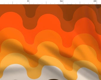 Desert Fabric - Julio By Circa78designs - Desert Retro Waves Autumn Brown Orange Home Decor Trend Cotton Fabric By The Yard With Spoonflower