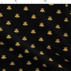 Bees Fabric - Napoleonic Bees Faux Gilt On Black By Peacoquettedesigns - Bees Home Decor Cotton Fabric By The Yard With Spoonflower