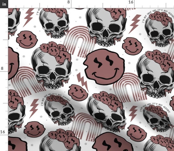 Black skulls print. Skull pattern. Hand drawn swatch for textile