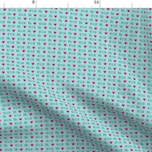 Adopt Fabric - Rescue Dog Hearts Fabric Blue By Petfriendly - Adopt Rescue Dog Heart Aqua Pink Cotton Fabric By The Yard With Spoonflower image 1