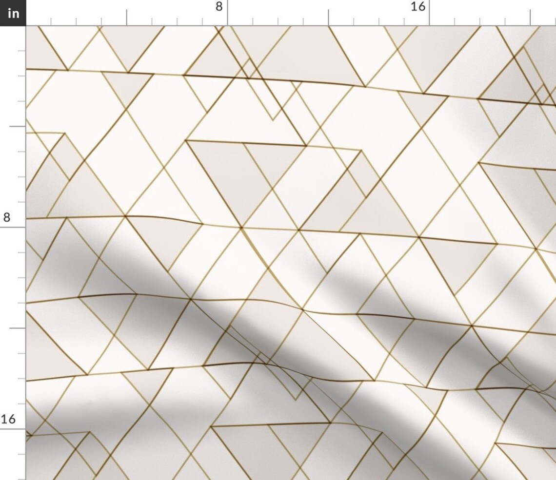 Tan Biege Geometric Triangles Fabric Mod Triangles By Etsy