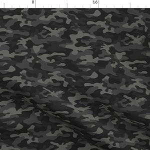 Neutral Dark Gray Camo Fabric - Camouflage Black/Gray By Parisbebe - Grayscale Urban Camo Hunting Cotton Fabric By The Yard With Spoonflower