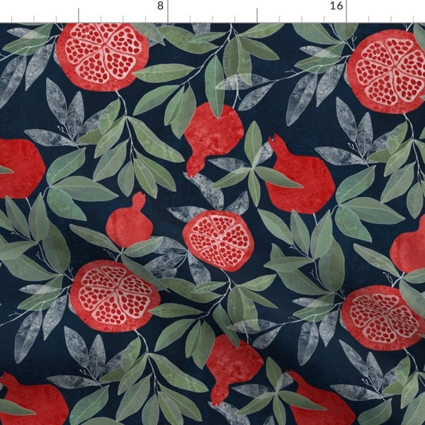 Pomegranate Fabric - Pomegranate Garden On Dark By Lavish Season - Pomegranate Home Decor Cotton Fabric By The Yard With Spoonflower