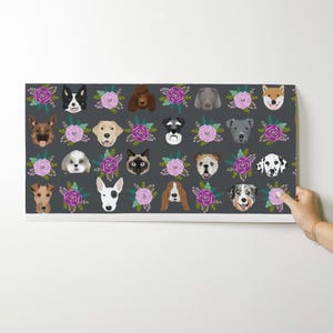 Pets Wallpaper - Dog Cat Floral Pet Lover Purple Gray By Petfriendly - Custom Printed Removable Self Adhesive Wallpaper Roll by Spoonflower image 9