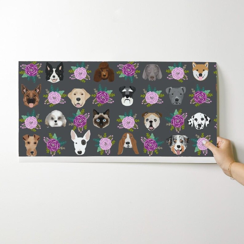 Pets Wallpaper - Dog Cat Floral Pet Lover Purple Gray By Petfriendly - Custom Printed Removable Self Adhesive Wallpaper Roll by Spoonflower image 9