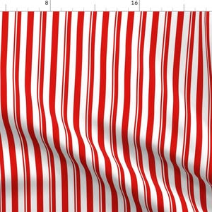 Dapper Fabric - Dapperdans-Red By Sandityche - Dapper Stripe Vertical Pinstripe Red White Cotton Fabric By The Yard With Spoonflower