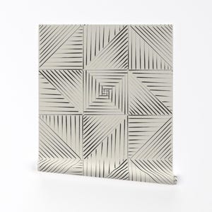 « Papier peint géométrique amovible - ligne triangulaire crème noire - art mural décoration murale - géométrique rustique » par leannefriedberg