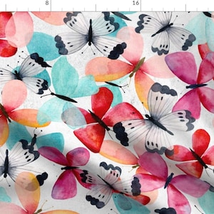 Butterflies Fabric - My Butterflies By Grace Andersson- Watercolor Jumbo Butterflies Summer Decor Cotton Fabric By The Yard With Spoonflower