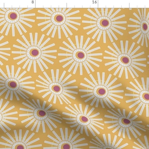 Retro Mod Sunburst Fabric - Harvest Sun By Dearchickie - Sun Shine Goldenrod Mid Century Modern Cotton Fabric By The Yard With Spoonflower