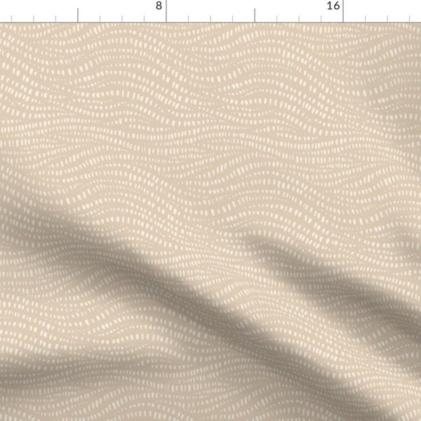 Boho Coastal Apparel Fabric - Minimalist Coastal Chic by muchsketch - Earth Tone Waves Resort Chic Monochrome Clothing Fabric by Spoonflower