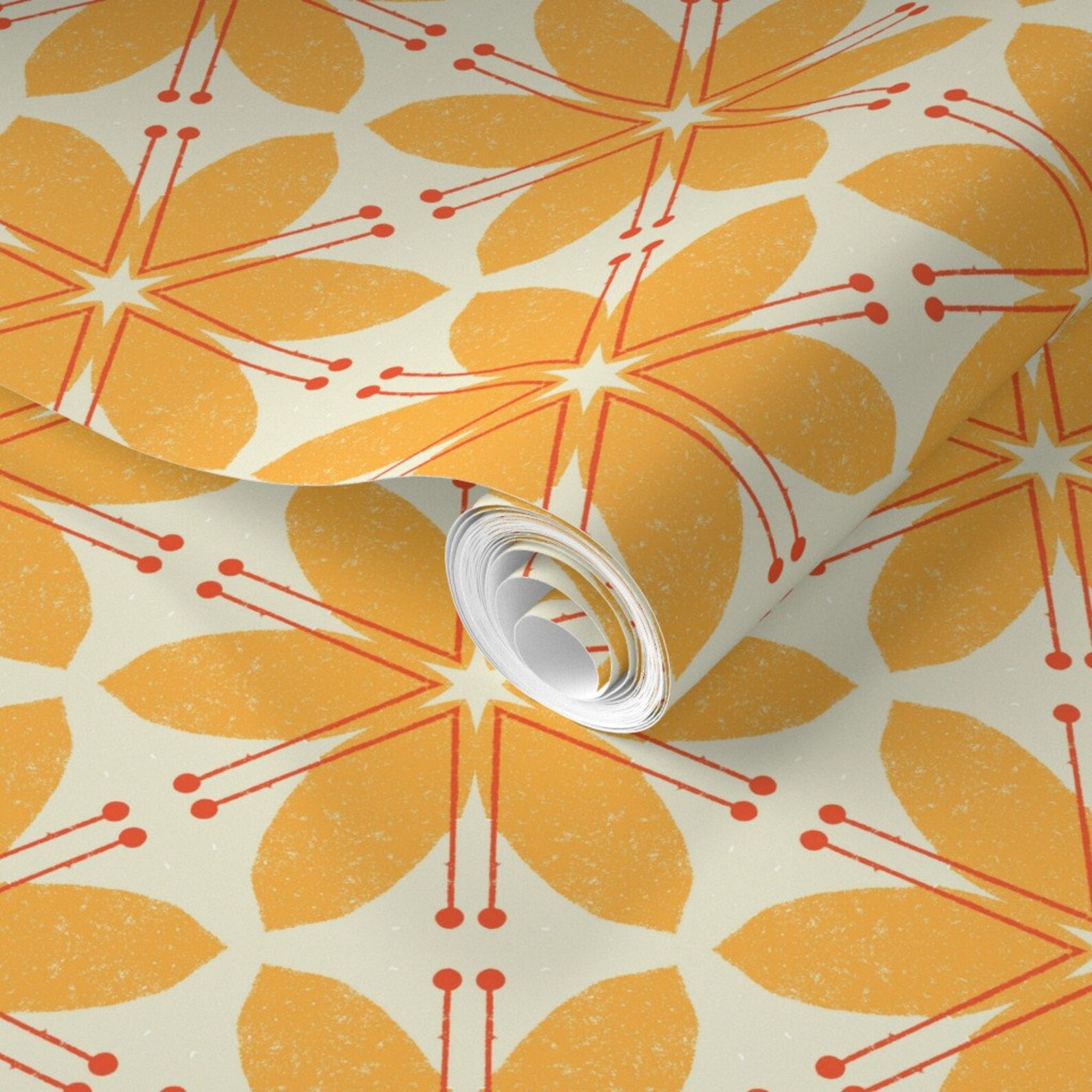 Bold Yellow Floral Wallpaper Lily Honey by Friztin Yellow Etsy