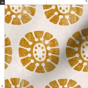 Boho Golden Floral Upholstery Fabric- Boho Bloom by littlearrowdecor - Modern Farmhouse Mustard Gold Fabric By The Yard With Spoonflower image 4