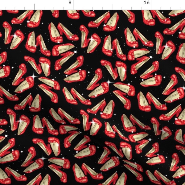 Ruby Slippers Fabric - Ruby Slippers By Whimzwhirled- Ruby Slippers Shoes Pumps Heels Sparkle Red Cotton Fabric By The Yard With Spoonflower