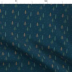 Rowing Fabric - Rowing On The Charles River 2 By Agathests - Crew Team Rowing Teal Blue River Cotton Fabric By The Yard With Spoonflower