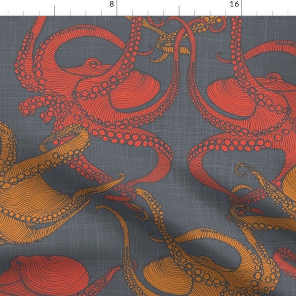 Octopus Fabric - Cephalopod - Octopi By Patricia Braune - Nautical Cotton Fabric By The Yard With Spoonflower