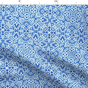 Blue and White Fabric - Scandinavian Lattice In Cobalt Blue By Joanmclemore - Scandi Blue Cotton Fabric By The Yard With Spoonflower