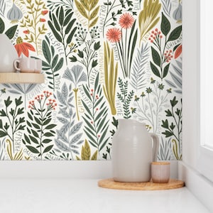 Herb Wallpaper - Marjoram By Amy Maccready - Kitchen Pantry Aromatic Aromatherapy Removable Self Adhesive Wallpaper Roll by Spoonflower