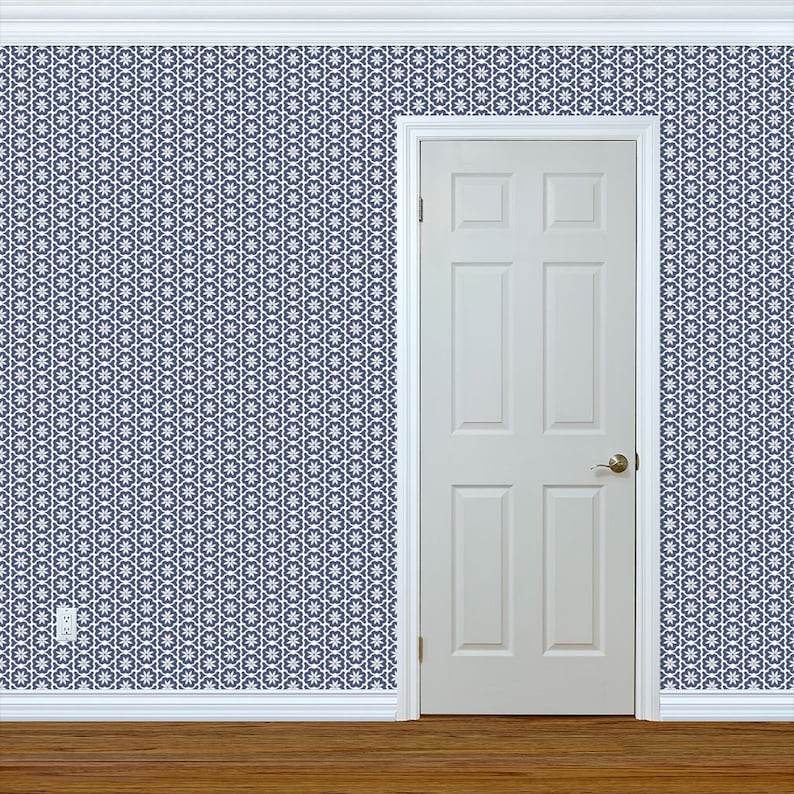 Flower Wallpaper Blue White Custom Printed Removable Self Adhesive Wallpaper Roll by Spoonflower Delft Dutch Flowers By Holli Zollinger