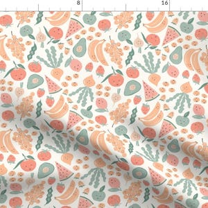 Cute Foods Fabric - Fruit And Veggies by hufton_studio - Happy Boho Fruit Healthy Food Avocado Berry Fabric by the Yard by Spoonflower