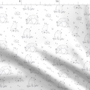 Forest Fabric - Forest Tale By Innamoreva - Forest Woodland Bear Black White Nursery Decor Baby Cotton Fabric By The Yard With Spoonflower