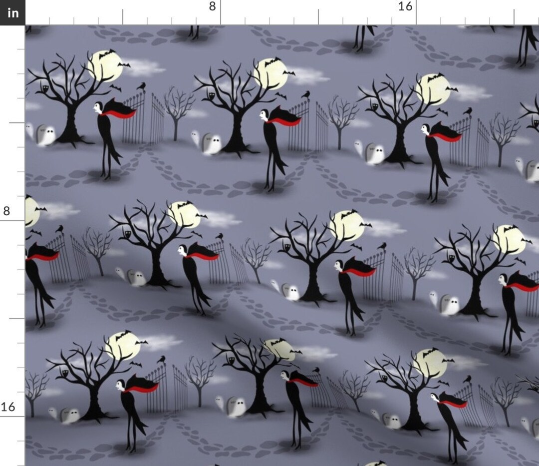 Spooky Vampires Fabric Lonely, I'M Mr. Lonely by Vo Aka Virginiao