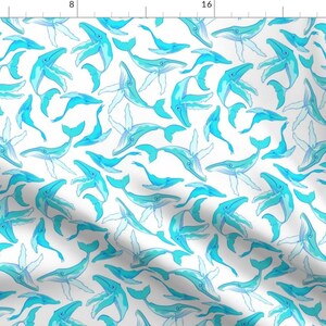 Humpback Fabric - Humpbacks By Jadegordon - Humpback Whale Sea Ocean Marine Life Nautical Whales Cotton Fabric By The Yard With Spoonflower
