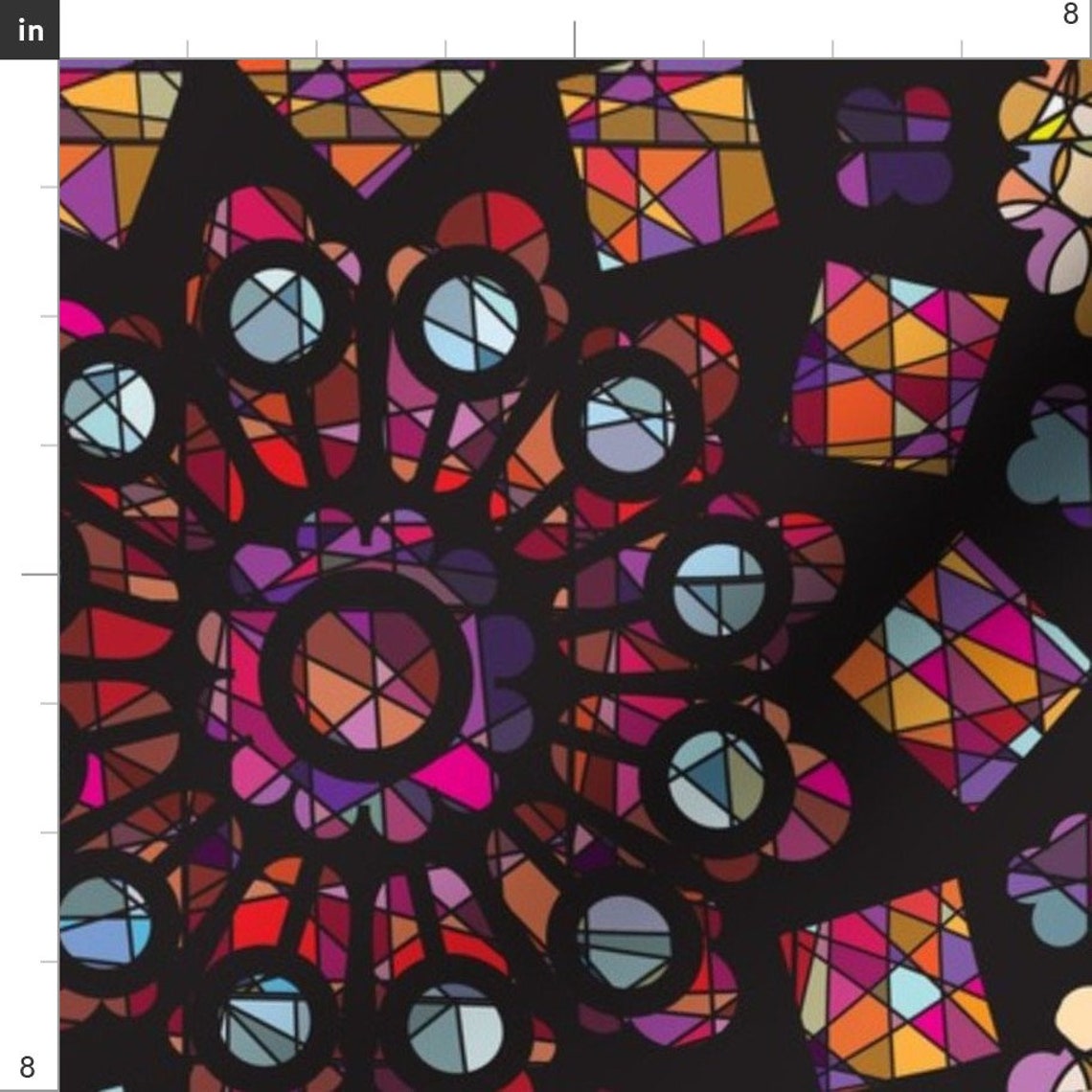 Colorful Stained Glass Fabric Stained Glass Rose Windows by Etsy