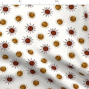 Sonora Suns Fabric - Sonora Suns By Hipkiddesigns - Earth Tone Rust Burgundy Gold Faux Woven Look Cotton Fabric By The Yard With Spoonflower
