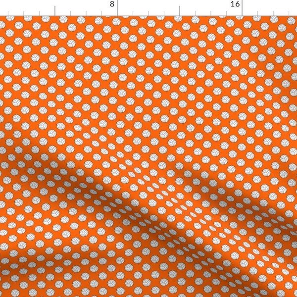 Orange Volleyball Fabric - Half Inch Black And White Sports Volleyball Balls On Orange By Mtothefifthpower - Orange Fabric With Spoonflower