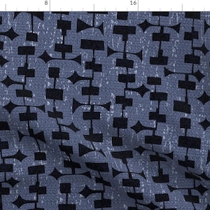 Mid Century Modern Fabric - Syncopation Navy By Ottomanbrim- Vintage Geometric Retro Mod Abstract Cotton Fabric By The Yard With Spoonflower