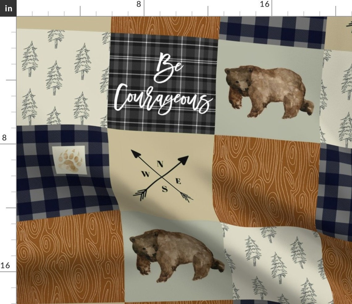Brave Bear Quilt Brown Fabric Be Courageous 6 By Etsy Italia