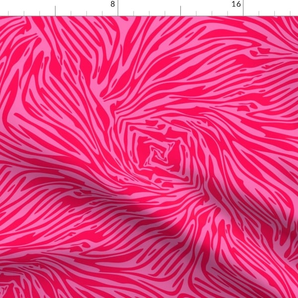 Zebra Print Fabric - Zebra Swirls by lisakling - Hot Pink Red Animal Print Abstract Stripes Bright Neon Fabric by the Yard by Spoonflower