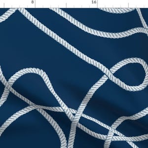 Nautical Ropes Fabric - Tangled Ropes by nendo - Sailing Maritime Seafaring Navy Blue Coastal Knots Sea Fabric by the Yard by Spoonflower