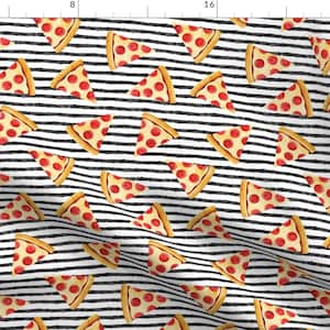 Stripy Pizza Slices Fabric Fabric - Pizza On Stripes Fabric By Littlearrowdesign - Junk Fast Pie Cotton Fabric By The Yard With Spoonflower