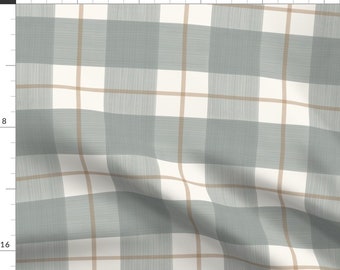 Neutral Plaid Fabric -  Gray On Cream by danika_herrick - Modern Farmhouse Soft Gray Check Understated  Fabric by the Yard by Spoonflower