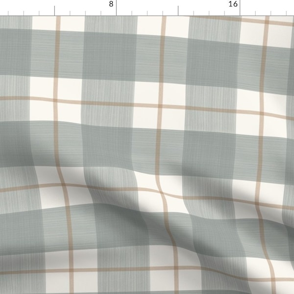 Neutral Plaid Fabric -  Gray On Cream by danika_herrick - Modern Farmhouse Soft Gray Check Understated  Fabric by the Yard by Spoonflower