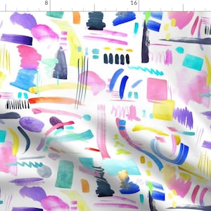 Whimsical Watercolor Fabric - Watercolour Abstract By Emeryallardsmith - Colorful Abstract Cotton Fabric By The Yard With Spoonflower