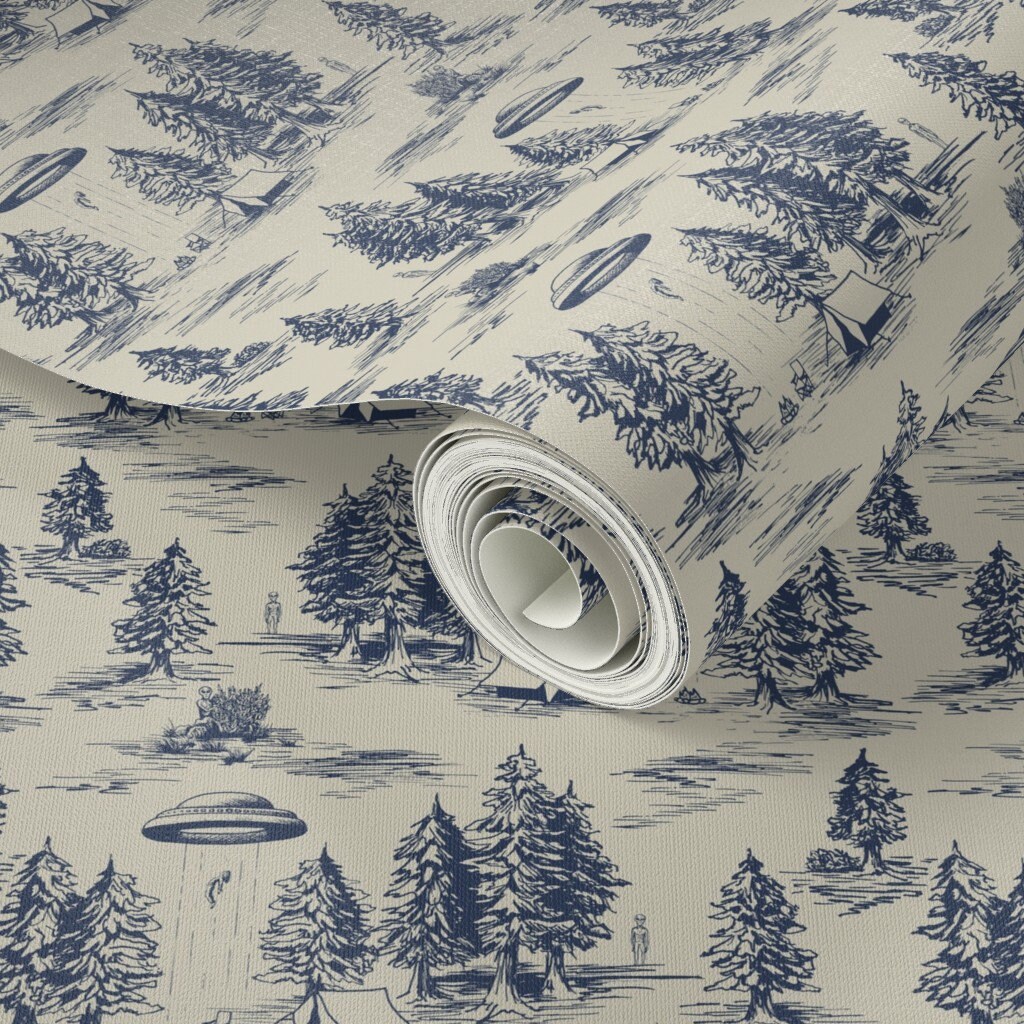 Alien Wallpaper Blue Alien Abduction Toile by Somecallmebeth - Etsy