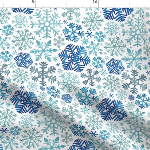Snowflake Fabric - Blue Christmas Snowflakes By Elena O&#39;Neill Illustration - Christmas Snowflakes Cotton Fabric By The Yard With Spoonflower