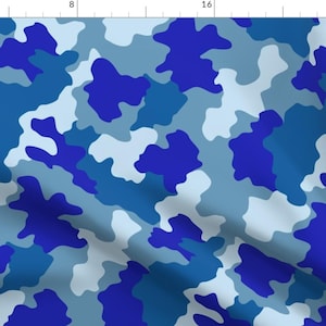 Blue Camo Fabric - Blue Camo By Kimsa - Shades Of Blue Camouflage Print Camping Outdoors Cotton Fabric By The Yard With Spoonflower
