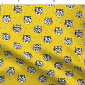 Tiger Fabric - Mustard Tiger By Elvelyckan - Yellow Geometric Tiger Cotton Fabric By The Yard With Spoonflower