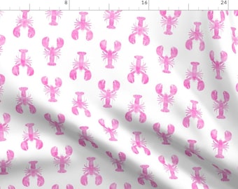 Lobster Fabric - Pink Lobster Fabric By Littlearrowdesign - Lobster Pink Nautical Modern Home Cotton Fabric By The Yard With Spoonflower