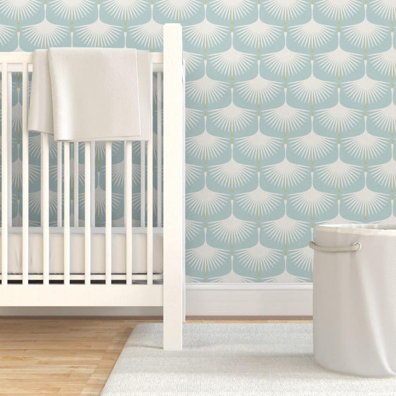 Art Deco Wallpaper - Art Deco Swans By Katerhees - Pastel Light Blue White Birds 1920 Removable Self Adhesive Wallpaper Roll by Spoonflower image 6