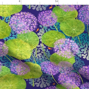Dandelion Fabric - Swimming In Circles By Honoluludesign - Floral Pond Lily Leaves Summer Nature Cotton Fabric By The Yard With Spoonflower