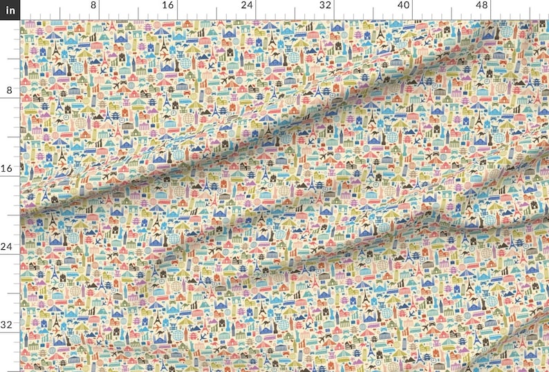 World Travel Fabric - Travel Icons By Sandityche - Travel Globetrotter Tourist Tourism Global Cotton Fabric By The Yard With Spoonflower image 2