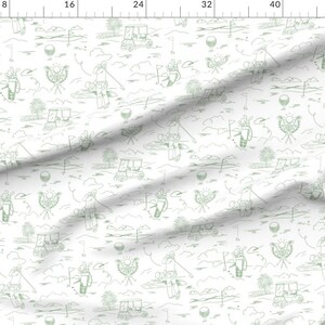 Preppy Apparel Fabric - Golf Heaven Green by natalia_gonzalez - Golfer Modern Toile Whimsical Father's Day Clothing Fabric by Spoonflower image 2