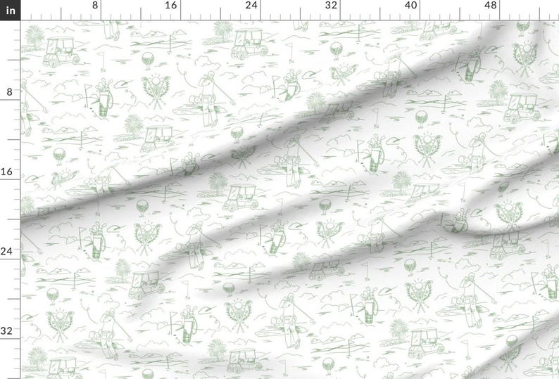 Preppy Apparel Fabric - Golf Heaven Green by natalia_gonzalez - Golfer Modern Toile Whimsical Father's Day Clothing Fabric by Spoonflower image 2