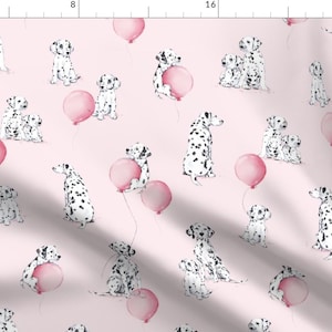 Dalmatian Fabric - Watercolor Dalmatians - Pink By Ewa Brzozowska - Dalmatian Dog Breed Puppy Cotton Fabric By The Yard With Spoonflower